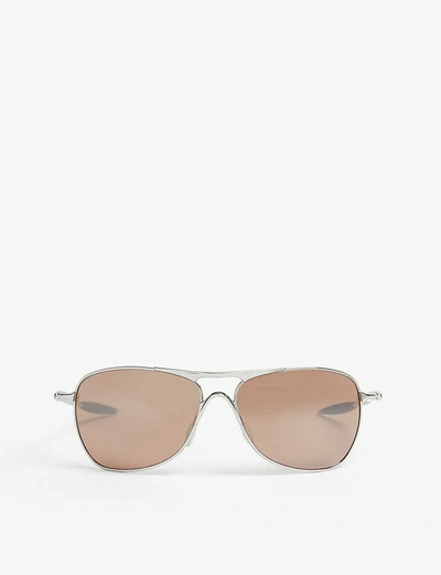 Oakley Womens Grey Oo4060 Chrome Square Sunglasses