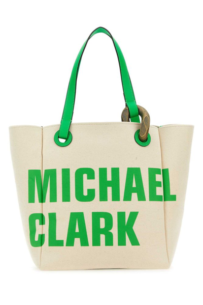 Jw Anderson Michael Clark Tote Bag In White/ Green