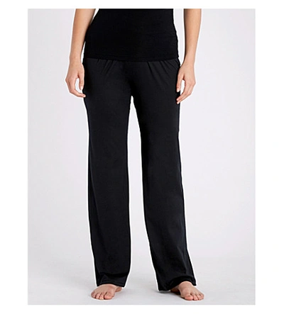 Hanro Deluxe Cotton-jersey Pyjama Bottoms In Black