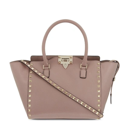 Valentino Garavani Rockstud Small Tote In Poudre