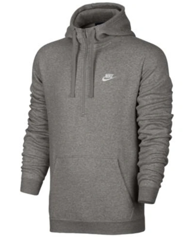 Nike Men's Half-zip Hoodie In Dark Grey Heather/white