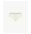 Wacoal Embrace Lace Stretch-lace Tanga Briefs In Naturally Nude/ivory