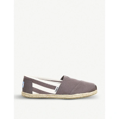 Toms University Striped Canvas Espadrilles In Grey