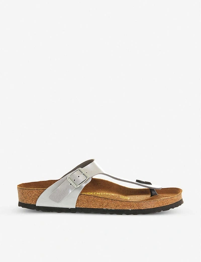 Birkenstock Womens Silver Syn Faux-leather Thong Sandals 4