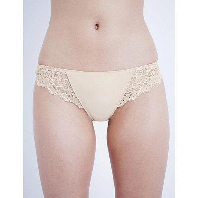 Simone Perele Womens Peau Rose Caresse Jersey And Stretch-lace Tanga Briefs