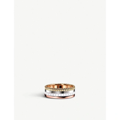 Boucheron Mens  Quatre 18ct White, Yellow, Rose-gold And Ceramic Ring In White/yellow/rose Gold