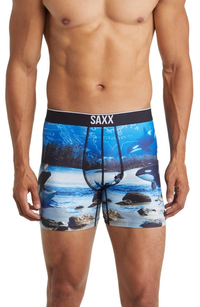 Saxx Volt Breathable Mesh Slim Fit Boxer Briefs In Vancouver Island-multi