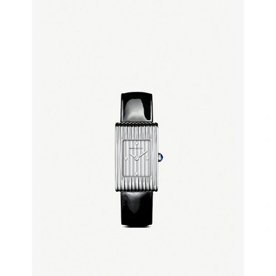Boucheron Reflet Steel, Diamond & Patent Leather Strap Medium Watch In Black