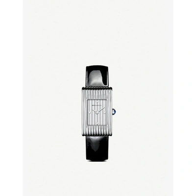 Boucheron Wa030504 Reflet Small Stainless-steel, Diamond And Sapphire Cabochon Watch In Black