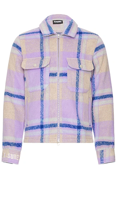 Pleasures Folklore Plaid Fleece Work Jacket In Lilac