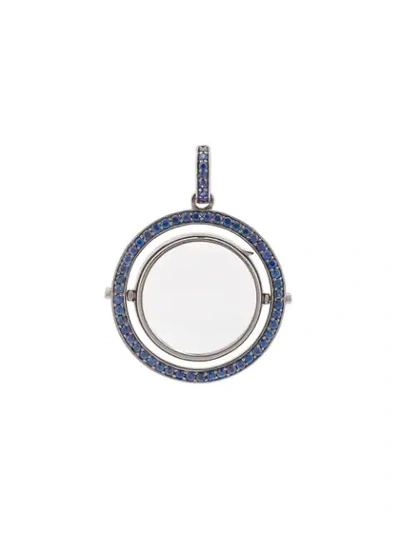 Loquet 14kt Gold Sapphire Revolving Locket Necklace In Blue