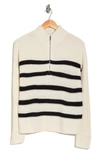 Sanctuary Sporty Stripe Half Zip Sweater In Milk W/ Black Stripe