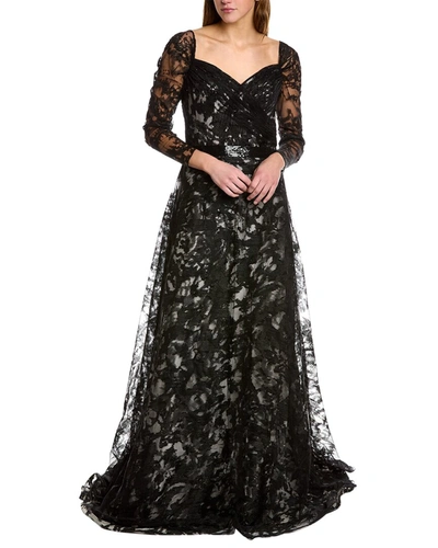 Rene Ruiz Embroidered Gown In Black