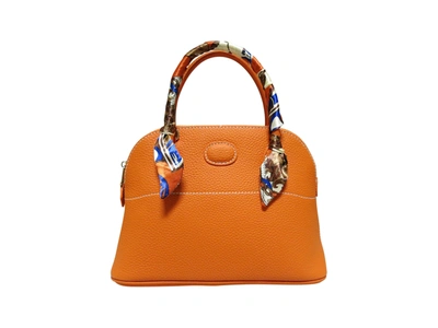 Tiffany & Fred Full-grain Leather Satchel Bag In Orange