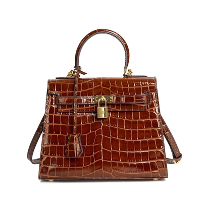 Tiffany & Fred Paris Tiffany & Fred Alligator Embossed Leather Grace Satchel In Brown