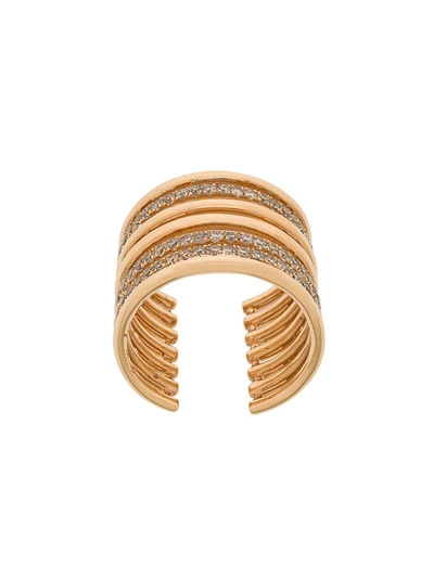 Elise Dray Embellished Stack Ring In Metallic