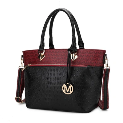 Mkf Collection By Mia K Grace Signature And Croc Embossed Tote Handbag In White