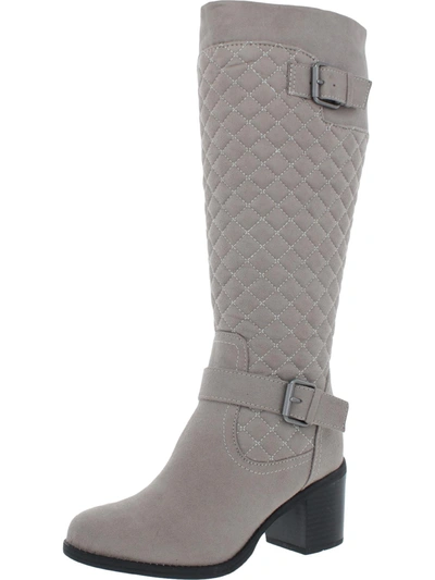 White Mountain Damask Womens Faux Leather Quilted Knee-high Boots In Grey
