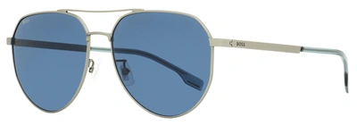 Hugo Boss Men's Pilot Sunglasses B1473fsk R81ku Matte Ruthenium 61mm In Blue