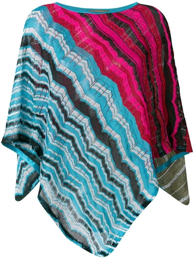 Missoni Zigzag Knit Poncho In Multicolour