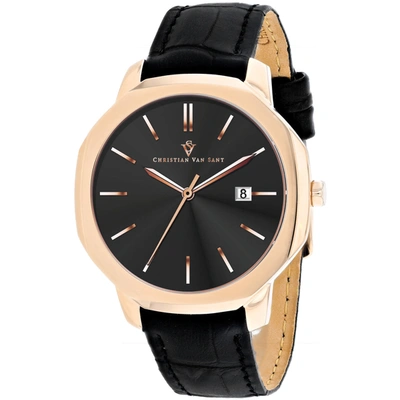Christian Van Sant Men's Octavius Slim Black Dial Watch
