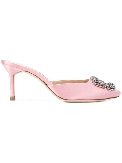 Manolo Blahnik Hangisi Mules - Pink In Pink & Purple