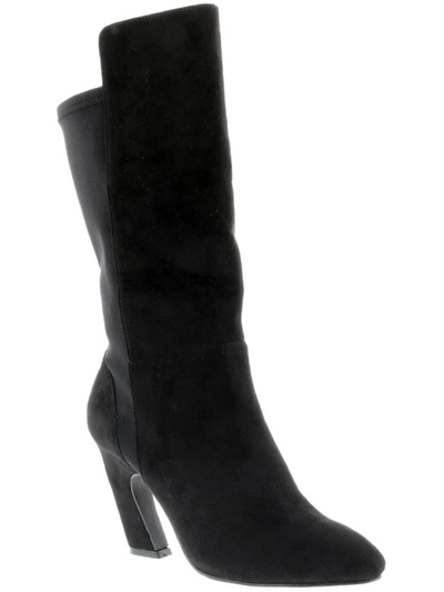 Bellini Chrome Womens Velvet Curved Heel Mid-calf Boots In Multi
