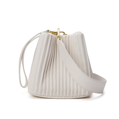 Tiffany & Fred Paris Tiffany & Fred Pleated Leather Shoulder Bag In White
