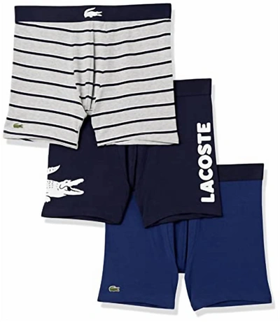 Lacoste Men's Iconic Cotton Stretch Fashion Briefs - 3 Pack In Multi