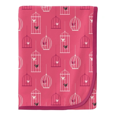 Kickee Swaddle Blankets In Birdcage In Pink