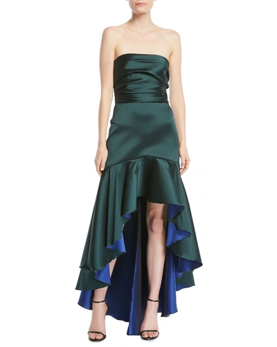 Marchesa Notte Strapless High-low Two-tone Mikado Gown