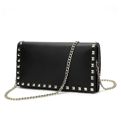 Tiffany & Fred Studded Shoulder/clutch Bag In Black