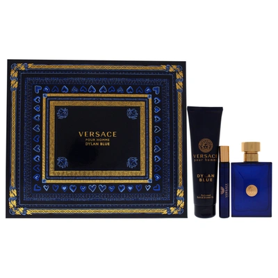 Versace Dylan Blue By  For Men - 3 Pc Gift Set 3.4oz Edt Spray, 0.3oz Edt Spray, 5.0oz Bath And Showe