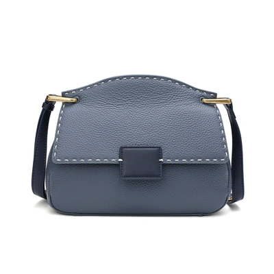 Tiffany & Fred Paris Tiffany & Fred Full-grain Leather Messenger/shoulder Bag In Blue