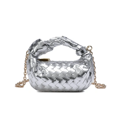 Tiffany & Fred Paris Woven Leather Knot Handle Crossbody In Grey