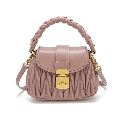 Tiffany & Fred Paris Pleated Sheepskin Leather Shoulder Bag In Pink
