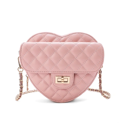 Tiffany & Fred Paris Tiffany & Fred Quilted Sheepskin Heart-shaped Crossbody Shoulder Bag In Pink