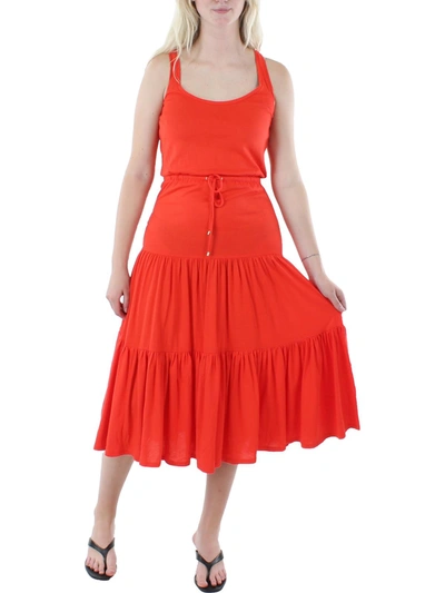 Lauren Ralph Lauren Womens Tiered Sleeveless Midi Dress In Red