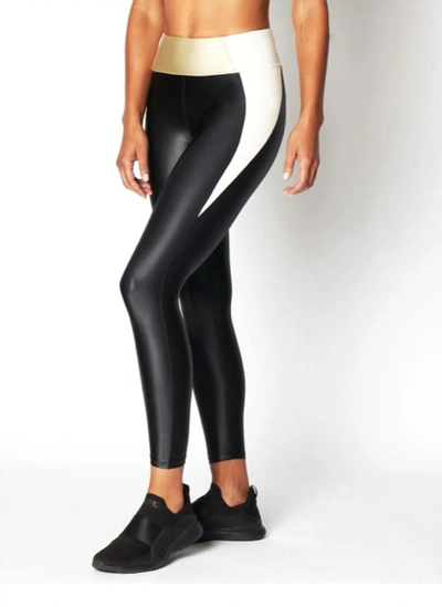 Heroine Sport Racer Legging In Ivory/brushed Gold In Multi