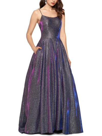 Betsy & Adam Womens Glitter Pleated Evening Dress In Purple | ModeSens