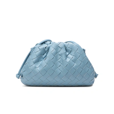 Tiffany & Fred Full Grain Woven Leather Pouch/ Shoulder/ Clutch Bag In Blue