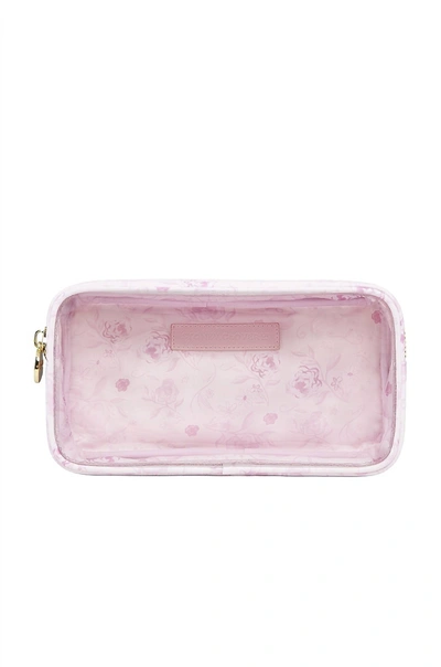 Stoney Clover Lane Clear Small Pouch In Climbing Roses In Pink