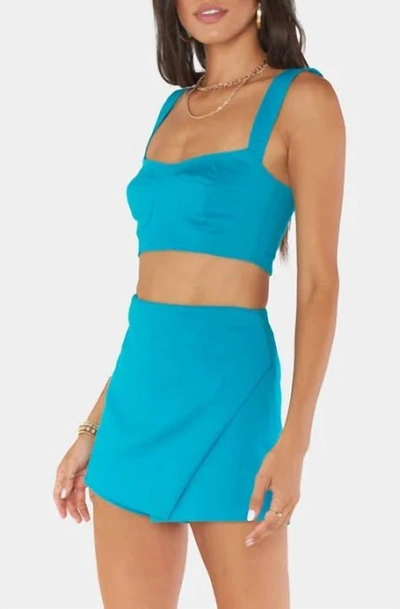 Show Me Your Mumu Sally Crop Top In Teal Suiting In Multi
