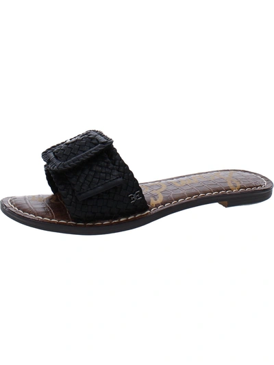 Sam Edelman Gabriela Womens Leather Basketweave Slide Sandals In Black