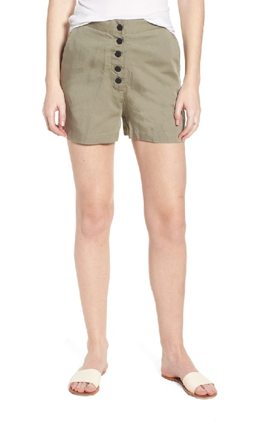 Dl Premium Denim Cortlandt Alley Button-front High-waist Shorts In Sea Grass
