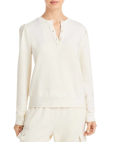 Monrow Tucked Sleeves Henley Tee In Off White ModeSens