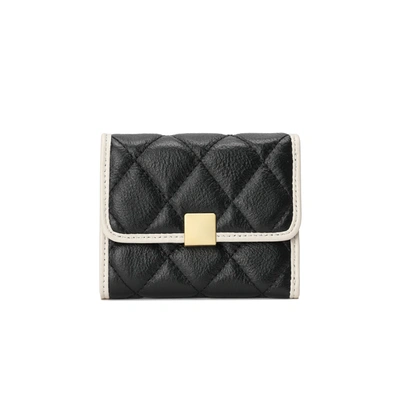 Tiffany & Fred Paris Tiffany & Fred Two Tone Full-grain Quilted Wallet In Black