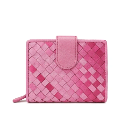 Tiffany & Fred Paris Tiffany & Fred Woven Leather Wallet In Pink