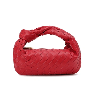 Tiffany & Fred Paris Woven Sheepskin Knot Bag Pouch In Red
