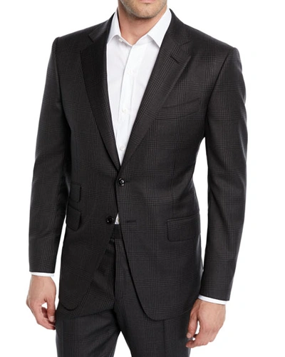 Tom Ford Men's O'connor Check Stretch-wool Two-piece Suit In Dark Gray